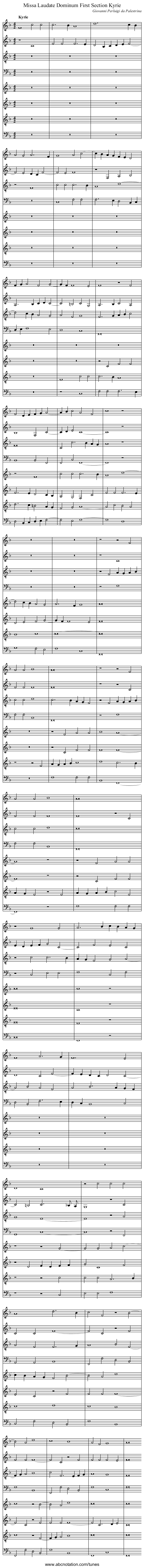 Missa Laudate Dominum First Section Kyrie - staff notation