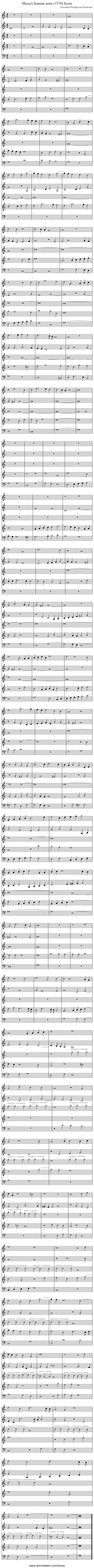 Missa L'homme arme (1570) Kyrie - staff notation