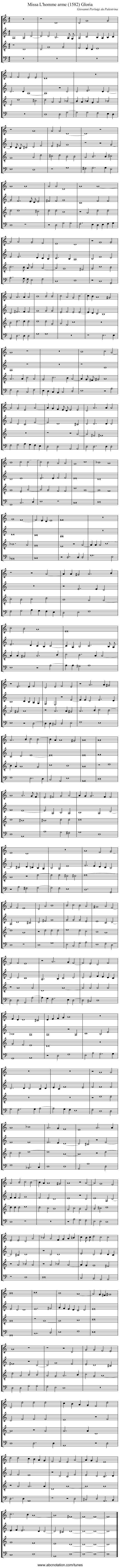 Missa L'homme arme (1582) Gloria - staff notation