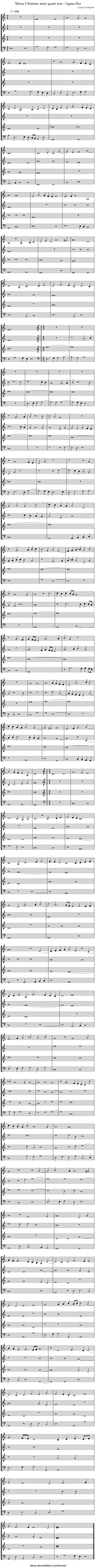 Missa L'homme arm&eacute; quarti toni / Agnus Dei - staff notation