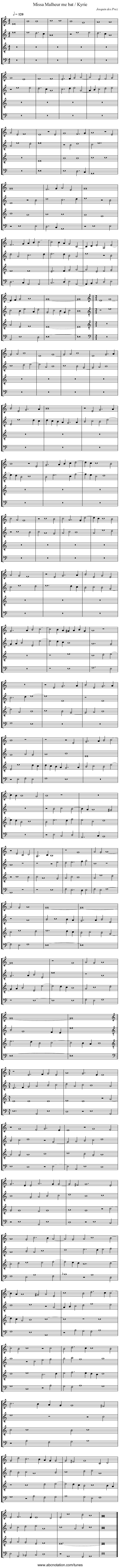 Missa Malheur me bat / Kyrie - staff notation