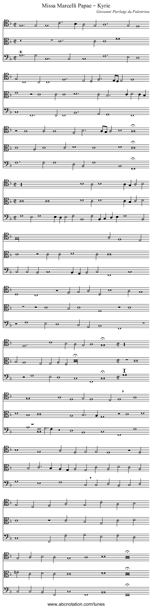 Missa Marcelli Papae – Kyrie - staff notation