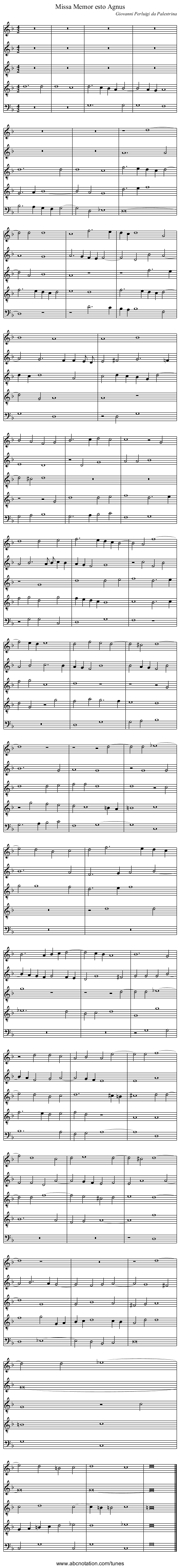 Missa Memor esto Agnus - staff notation