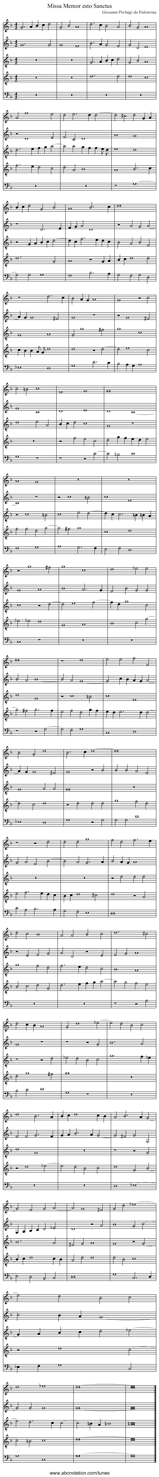 Missa Memor esto Sanctus - staff notation