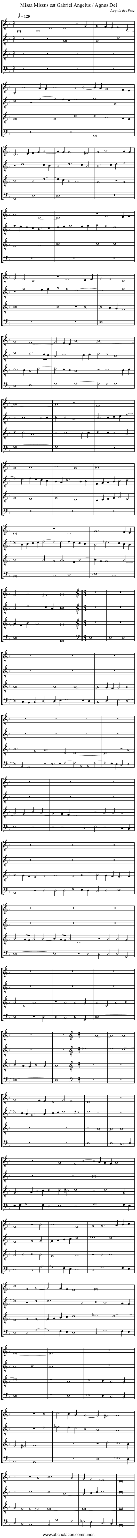Missa Missus est Gabriel Angelus / Agnus Dei - staff notation