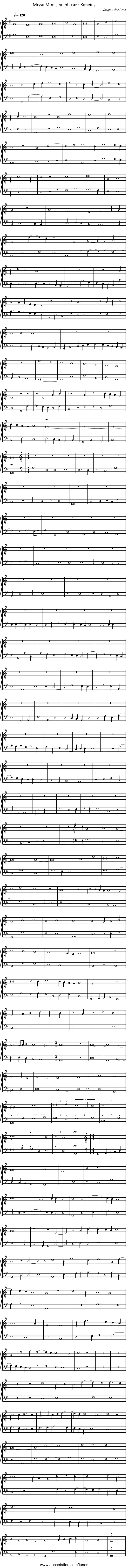 Missa Mon seul plaisir / Sanctus - staff notation