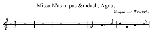 Missa N'as tu pas &mdash; Agnus - staff notation