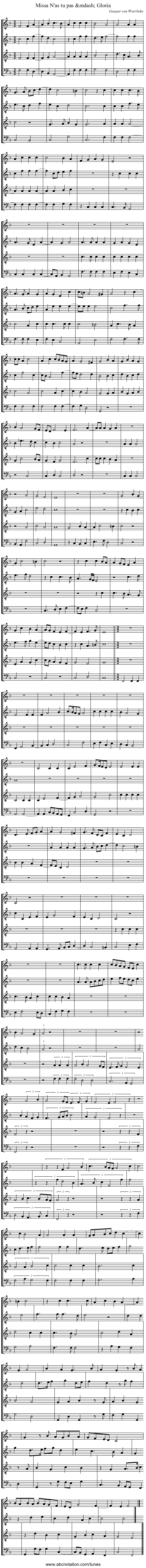Missa N'as tu pas &mdash; Gloria - staff notation