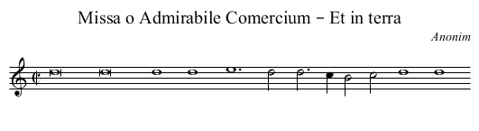 Missa o Admirabile Comercium – Et in terra - staff notation
