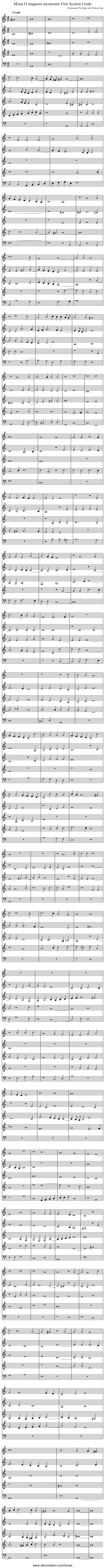 Missa O magnum mysterium First Section Credo - staff notation