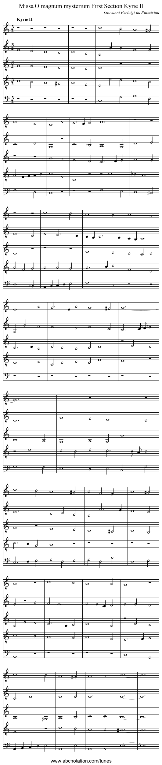 Missa O magnum mysterium First Section Kyrie II - staff notation