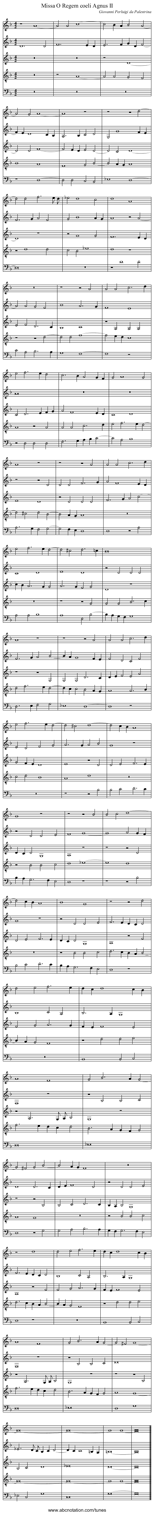 Missa O Regem coeli Agnus II - staff notation
