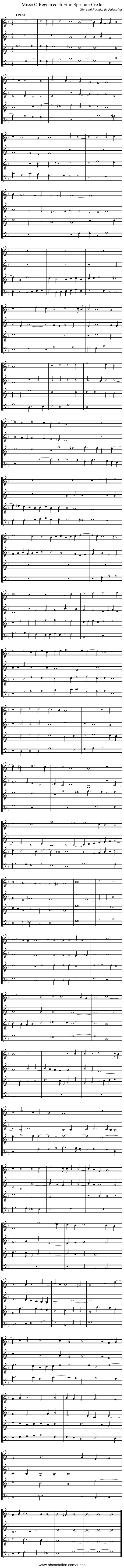 Missa O Regem coeli Et in Spiritum Credo - staff notation