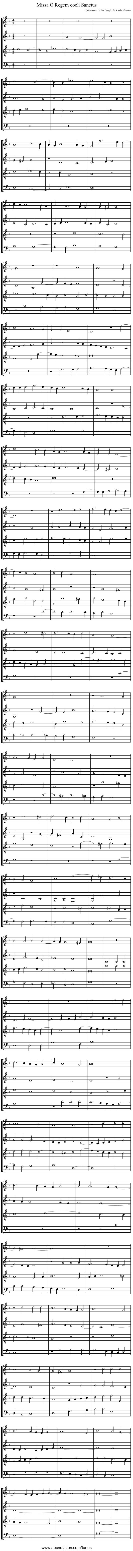 Missa O Regem coeli Sanctus - staff notation