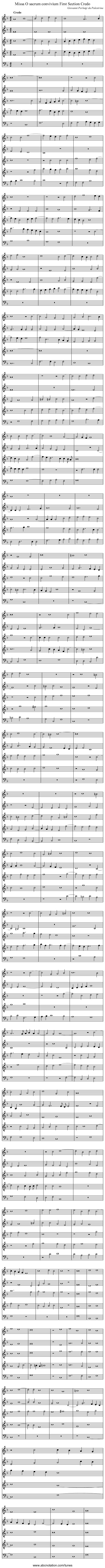Missa O sacrum convivium First Section Credo - staff notation