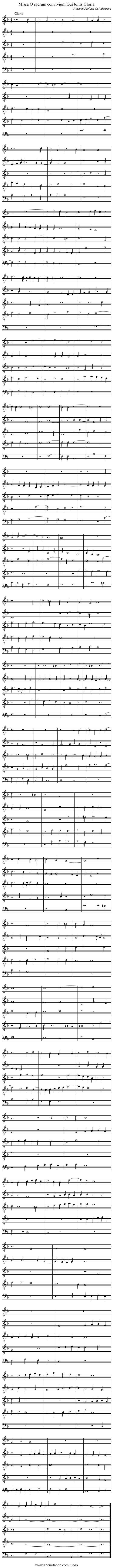 Missa O sacrum convivium Qui tollis Gloria - staff notation