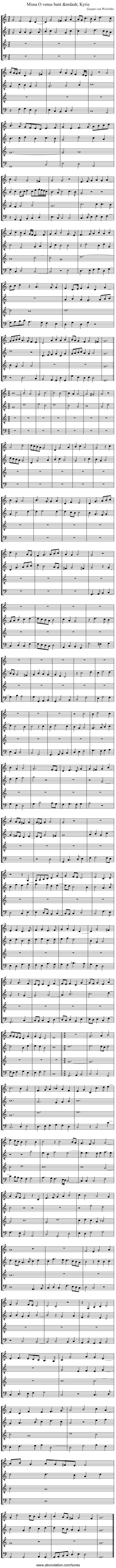 Missa O venus bant — Kyrie - staff notation