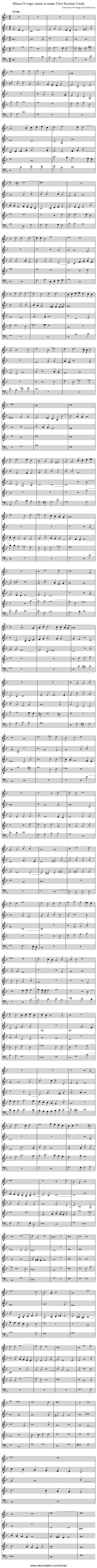 Missa O virgo simul et mater First Section Credo - staff notation