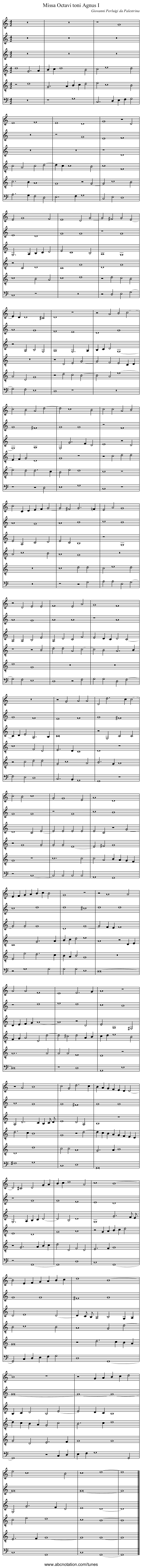 Missa Octavi toni Agnus I - staff notation