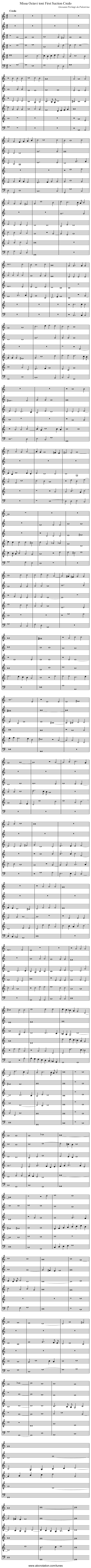 Missa Octavi toni First Section Credo - staff notation