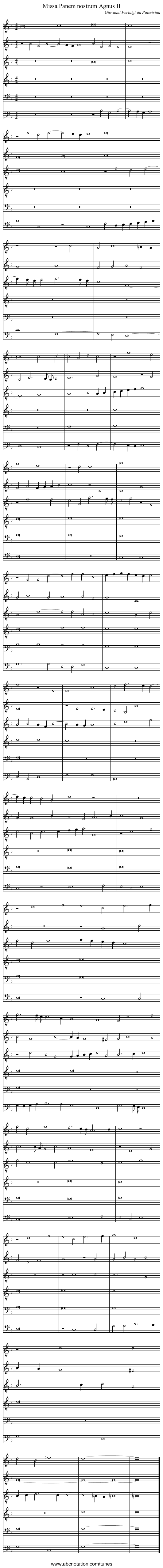 Missa Panem nostrum Agnus II - staff notation