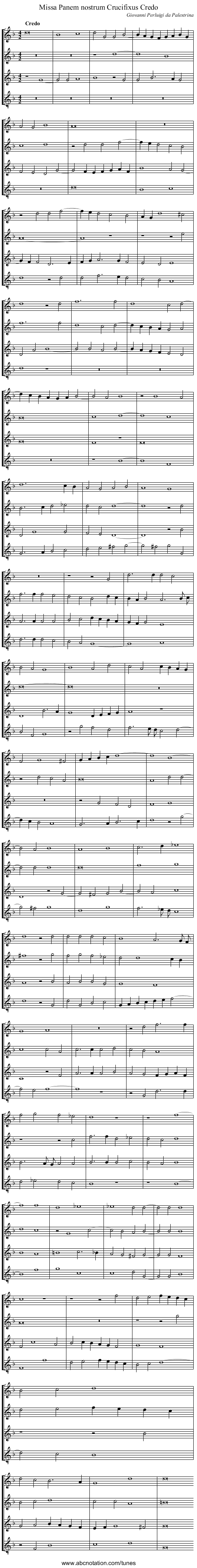 Missa Panem nostrum Crucifixus Credo - staff notation