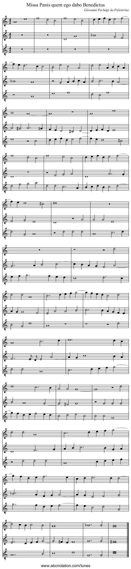 Missa Panis quem ego dabo Benedictus - staff notation