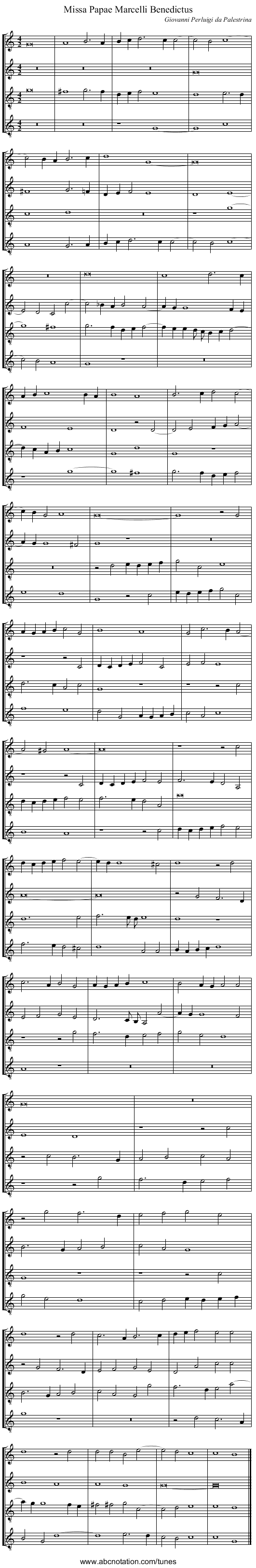 Missa Papae Marcelli Benedictus - staff notation