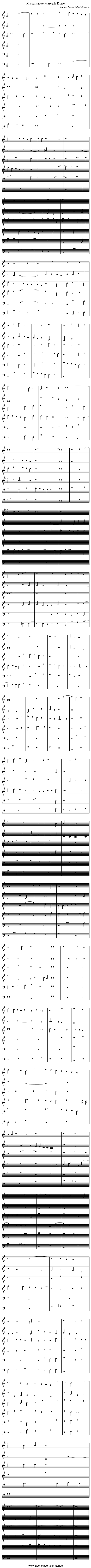 Missa Papae Marcelli Kyrie - staff notation