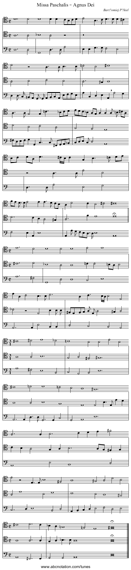 Missa Paschalis – Agnus Dei - staff notation