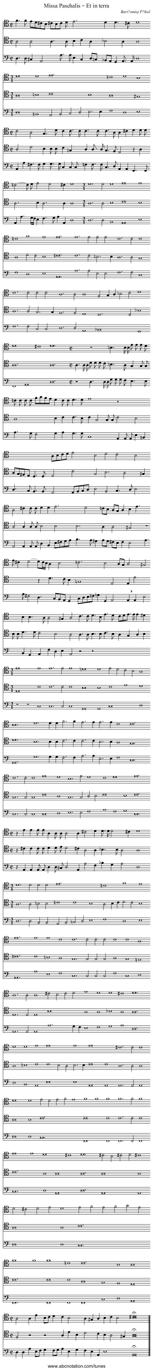 Missa Paschalis – Et in terra - staff notation