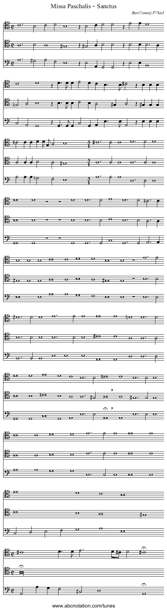 Missa Paschalis – Sanctus - staff notation