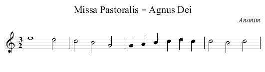Missa Pastoralis – Agnus Dei - staff notation