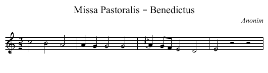 Missa Pastoralis – Benedictus - staff notation