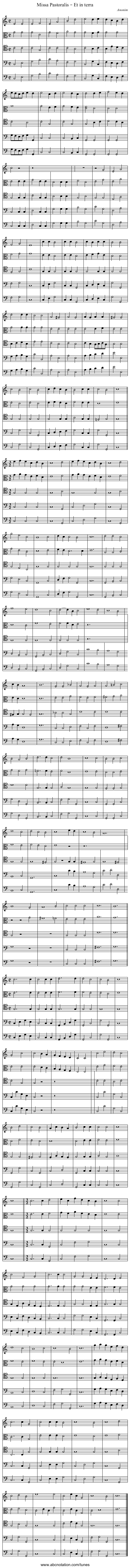 Missa Pastoralis – Et in terra - staff notation