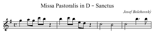 Missa Pastoralis in D – Sanctus - staff notation