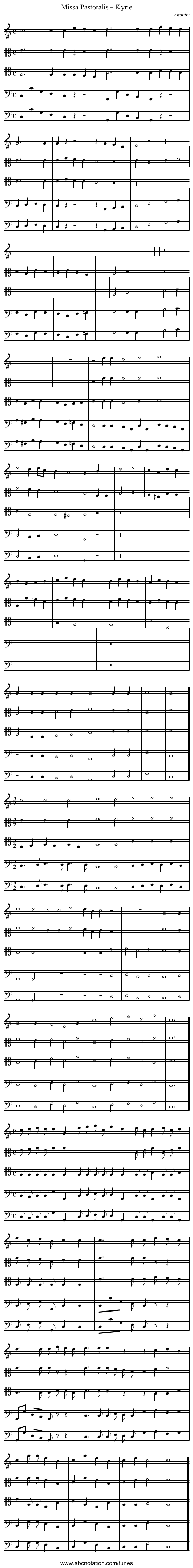 Missa Pastoralis – Kyrie - staff notation