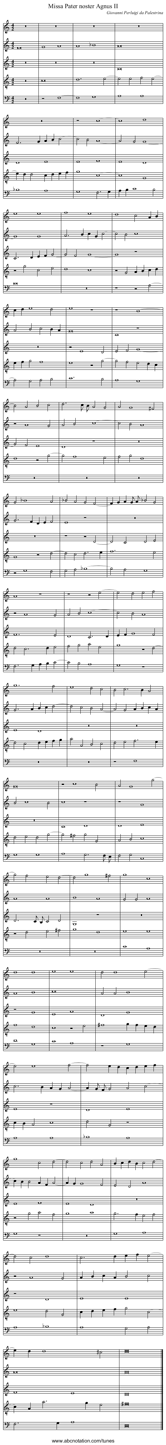 Missa Pater noster Agnus II - staff notation