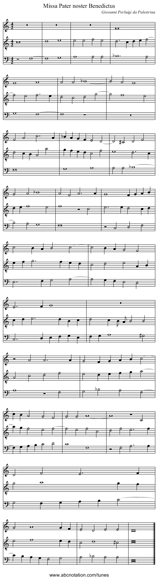 Missa Pater noster Benedictus - staff notation