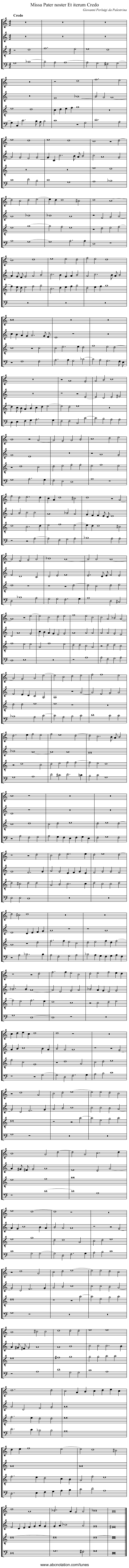 Missa Pater noster Et iterum Credo - staff notation