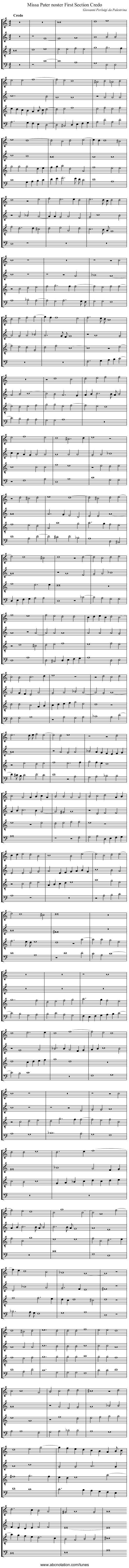 Missa Pater noster First Section Credo - staff notation