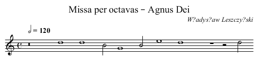 Missa per octavas – Agnus Dei - staff notation