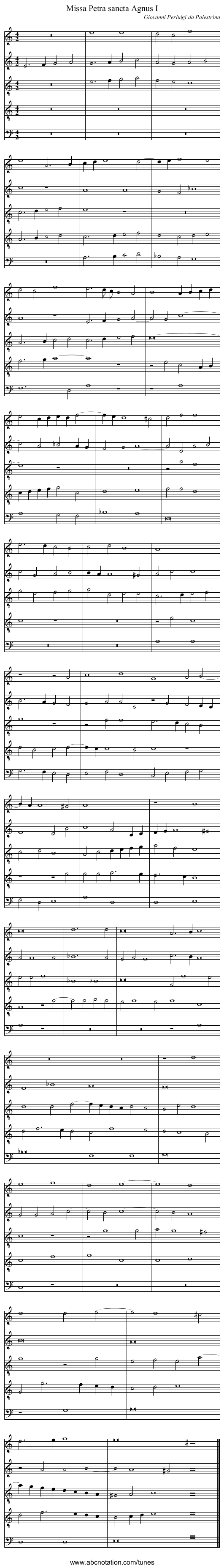 Missa Petra sancta Agnus I - staff notation