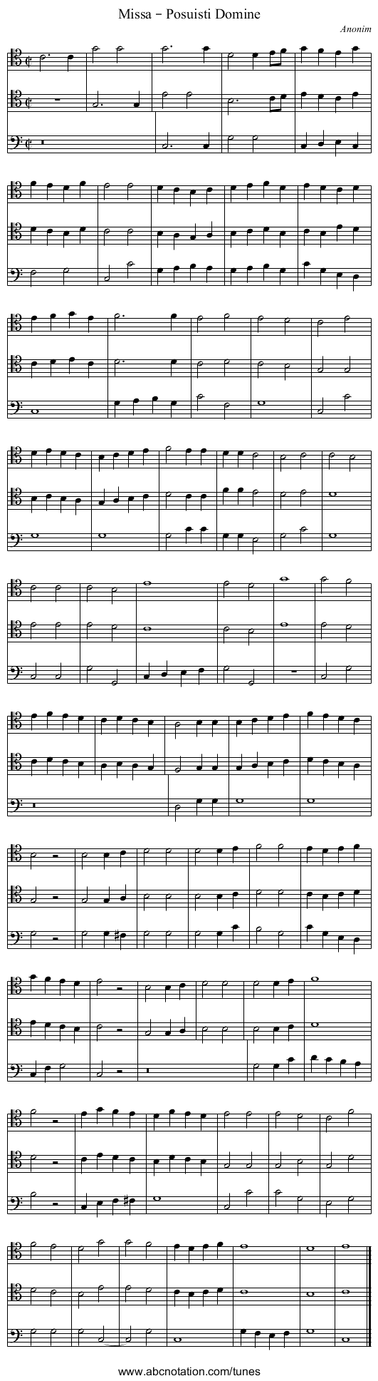 Missa – Posuisti Domine - staff notation