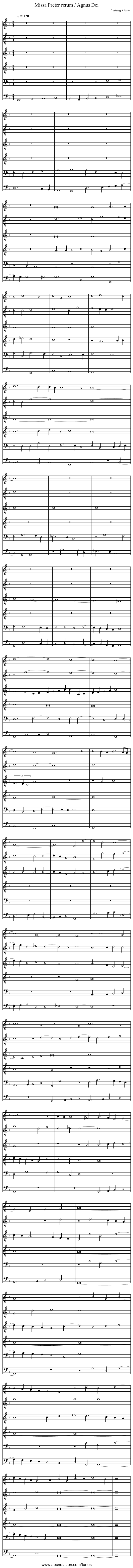 Missa Preter rerum / Agnus Dei - staff notation