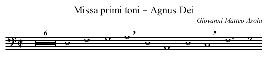 Missa primi toni – Agnus Dei - staff notation