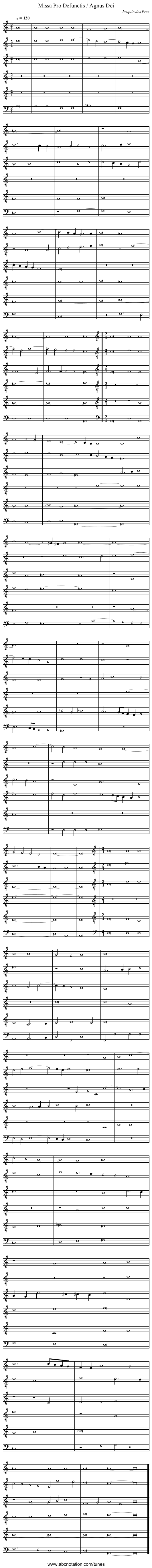 Missa Pro Defunctis / Agnus Dei - staff notation
