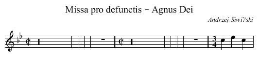 Missa pro defunctis – Agnus Dei - staff notation