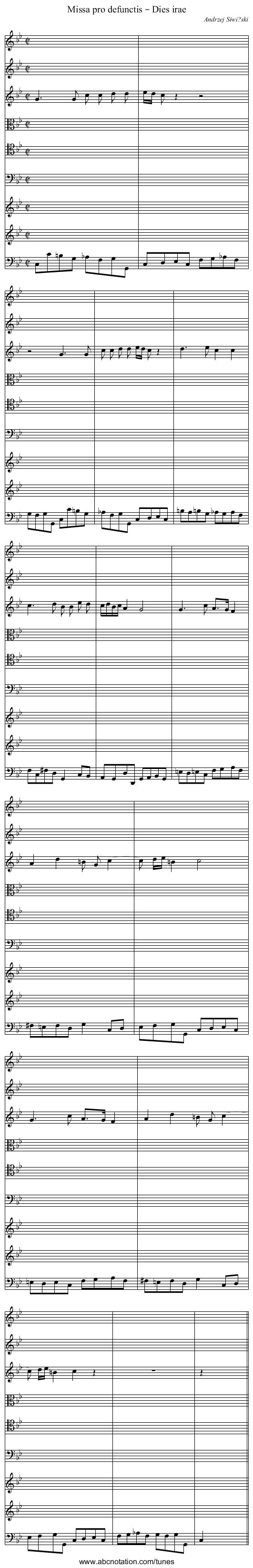 Missa pro defunctis – Dies irae - staff notation
