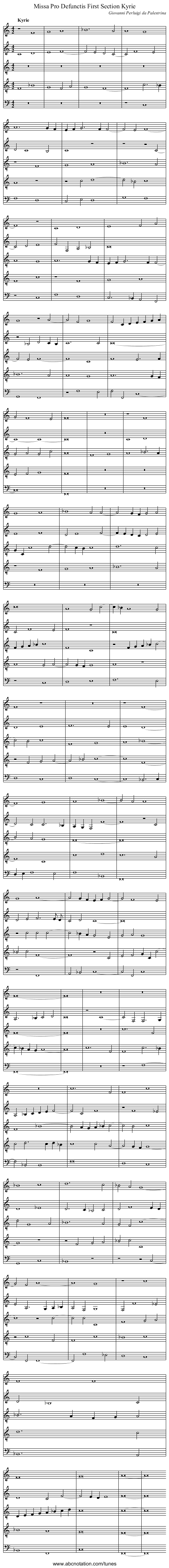 Missa Pro Defunctis First Section Kyrie - staff notation